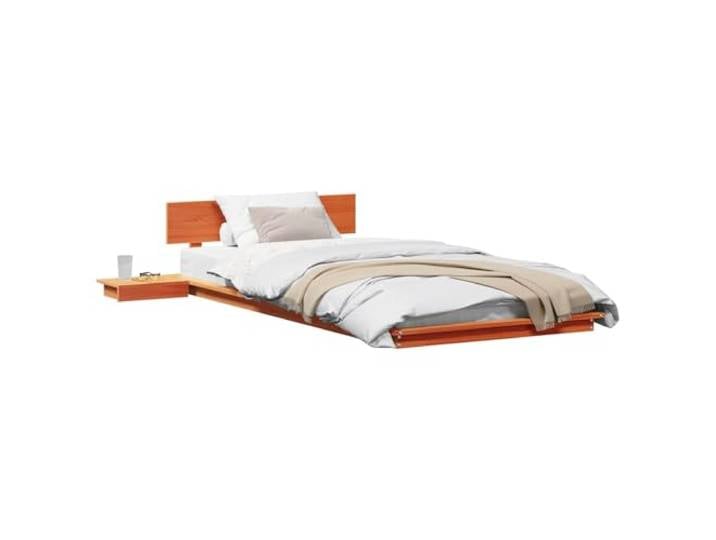 PUGYNBK Bettgestell aus Holz, 100 x 200 cm, Braun Nachttisch, rechteckiges Design, moderner Stil, einfache Montage, robust