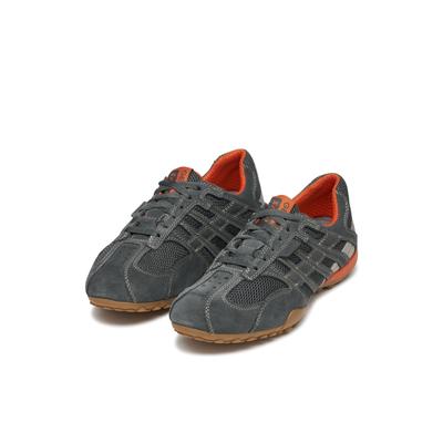 Schnürschuh GEOX "U SNAKE ORIGINAL", Herren, Gr. 39, Mesh, grau, Leder, Textil, Schuhe Schnürschuh, Schnürschuh, Freizeitschuh, Trekking Sneaker mit Lederinnensohle
