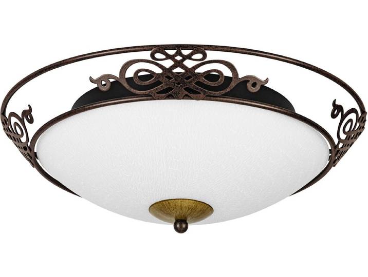 EGLO Mestre - Plafondlamp - 2 Lichts - Ø395mm. - Antiek-Bruin\, Goud - Wit