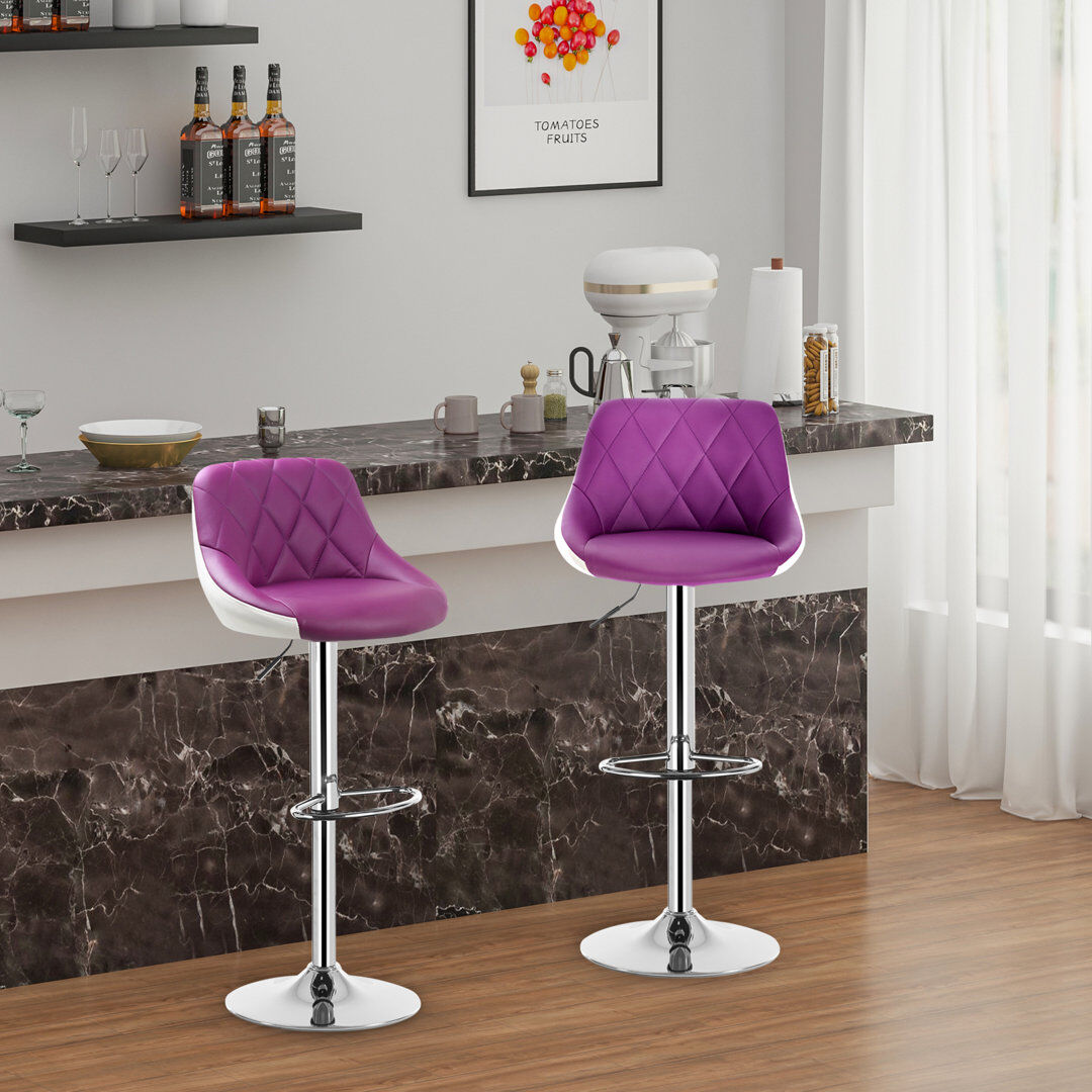 Ebern Designs Dequay Swivel Bar Stool Grey/White 1