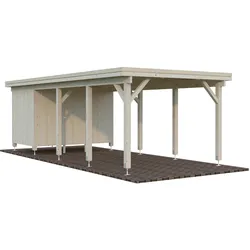 Palmako Carport Karl 23,1 m2 mit Geräteraum - transparent tauchgrundiert