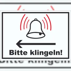 HB-Druck Bitte klingeln pfeil links Aufkleber A8 (52x74mm)