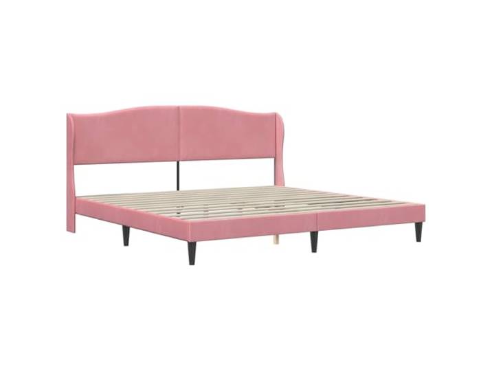 SKTQYQO Bettgestell Samt Rosa 200 x 200 cm Gepolstertes Kopfteil, Lattenrost, konische Beine, Sperrholz, Verwendung im Innenbereich
