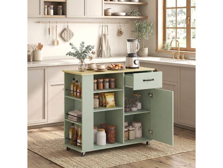 HOMCOM Desserte Cuisine à Roulettes Tiroir Porte Vert