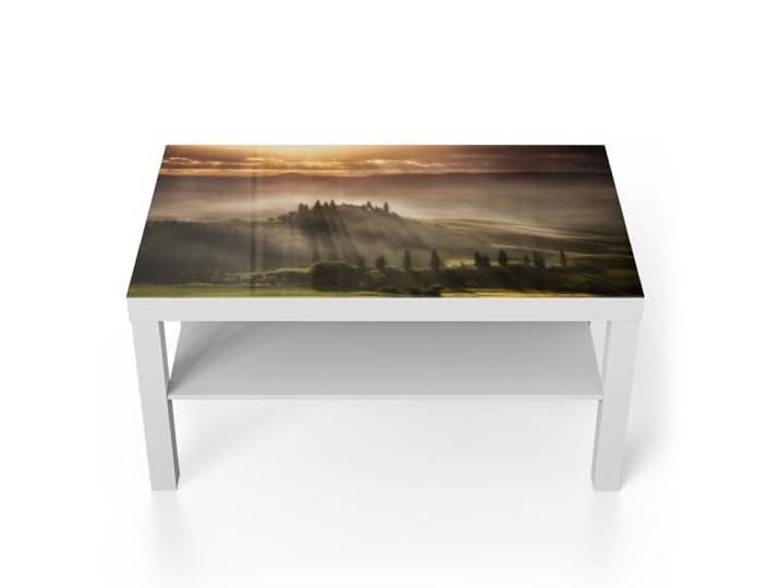 DEQORI Glastisch weiß groß 90x50 cm Motiv Morgenlicht Zauber ausgefallener Beistelltisch aus Glas Hochglanz Couchtisch fürs Wohnzimmer moderner Couch Tisch mit Design