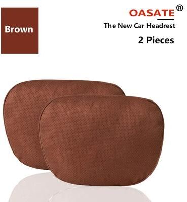 Inspired Finds OASATE Maybach Style Adjustable Car Headrest Neck Support Pillow 2 Pcs Brown