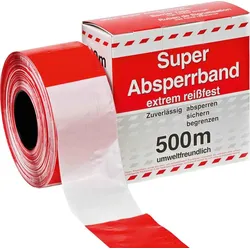 Kelmaplast Absperrband Rot-weiss - 500m - 80mm breit - reißfest