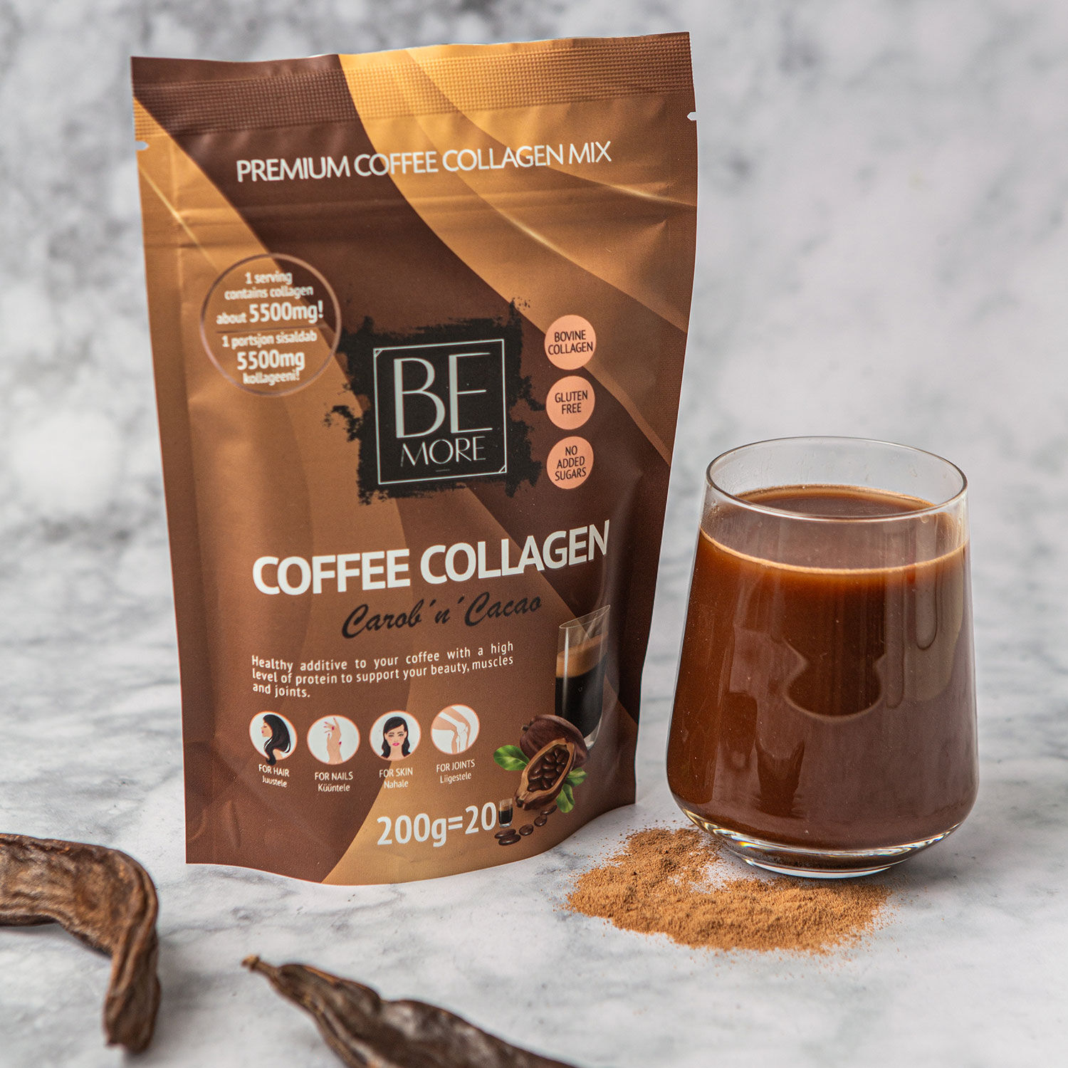 BE MORE Coffee Collagen Carob'n'Cacao 200g