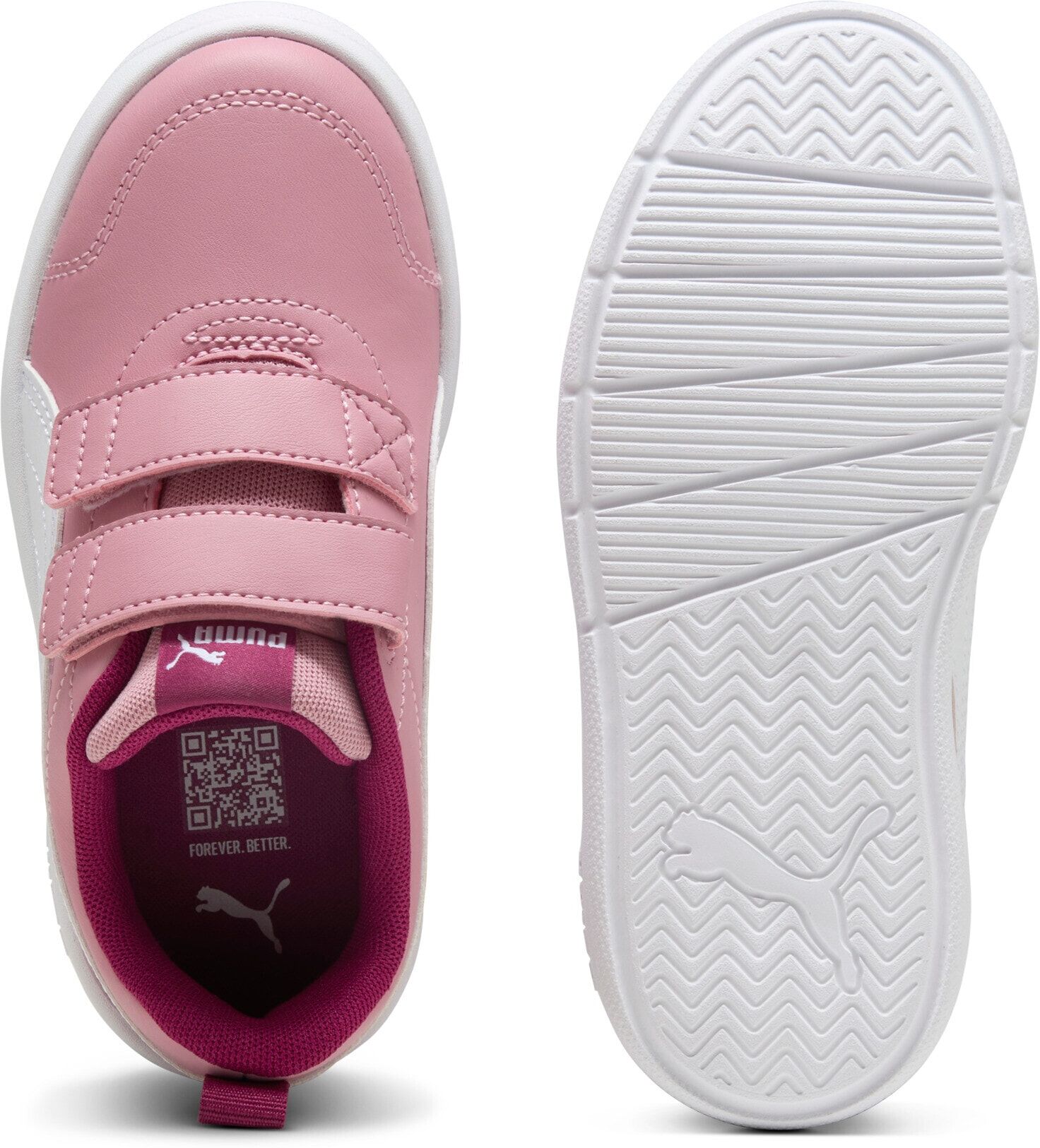 Sneaker PUMA "COURTFLEX V3 V PS", Jungen, Gr. 31, Textil, weiss (poised pink, puma weiß, berry), Synthetik, Schuhe Sneaker, für vielseitige Aktivitäten, mit Textil-Innenfutter poised pink, puma weiß, berry 31, Textil