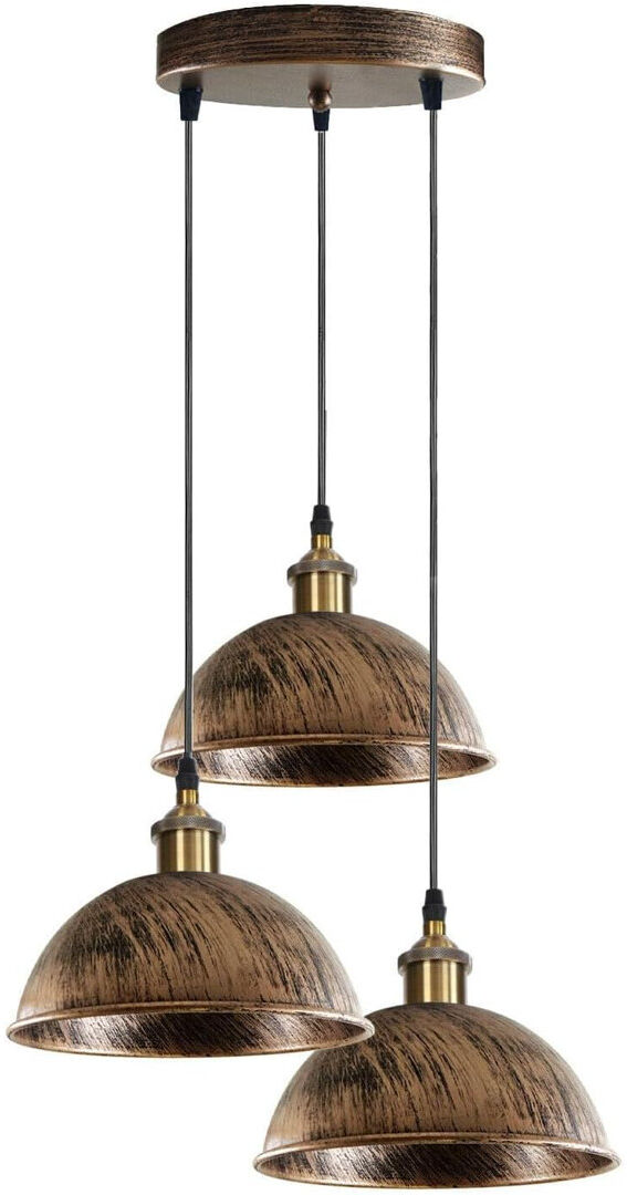 Rio 3 - Light Brushed Brass Dome Pendant Brushed Brass 18cm H X 21cm W X 21cm D