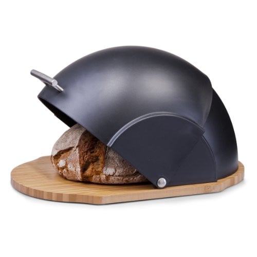Zeller Broodtrommel zwart bamboe modern met klem