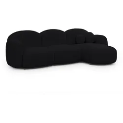 ECKSOFA Nuvola mit abgerundetem Design Schwarz Bouclé-Stoff - Ottomane Rechts