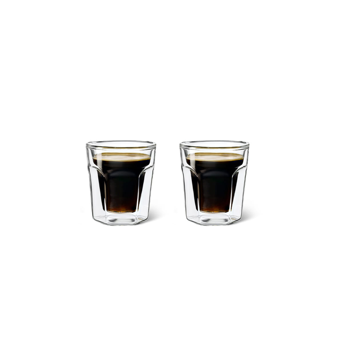 Leopold Vienna Set van 2 Dubbelwandige Glazen Espressokoppen, Inhoud 100ml, Diameter: 6,4 cm, Hoogte: 7,1 cm