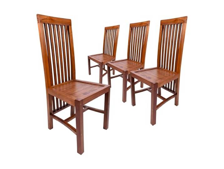Divero 4er Set Esszimmer-Stuhl Bolero aus Teakholz, behandelt - Farbe: Braun Küchenstuhl,Stuhl