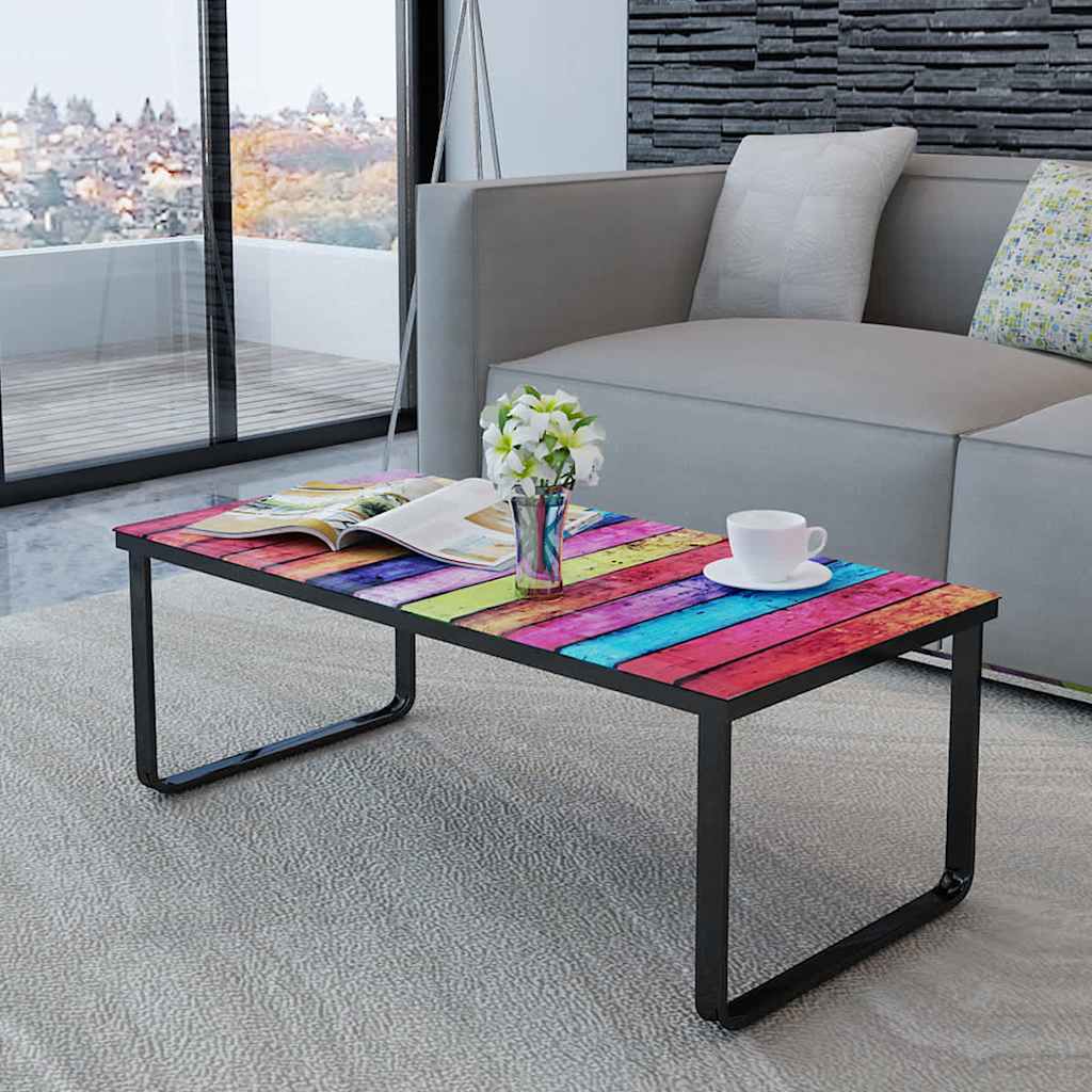 vidaXL Mesa de centro con superficie con estampado de arco iris Multicolor