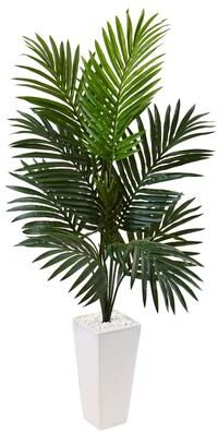 Nearly Natural White 4.5-foot Kentia Palm Tree Tower Planter