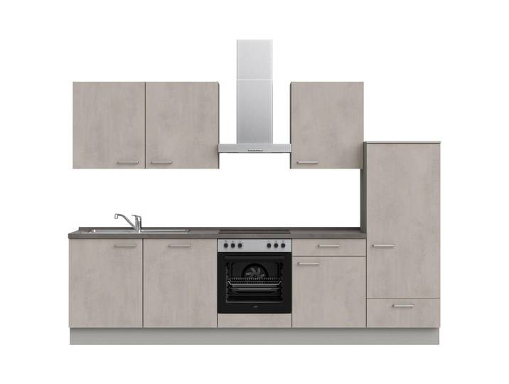 Küchenleerblock, Grau & Schiefer & Hellgrau, 300 cm, Metall, 2 Schubladen, Nobilia
