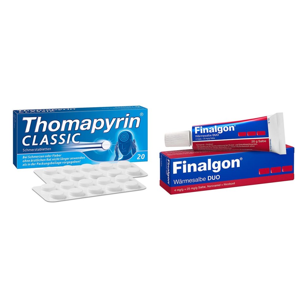 Thomapyrin CLASSIC 20stk und Finalgon Wärmesalbe DUO 20g 08102596