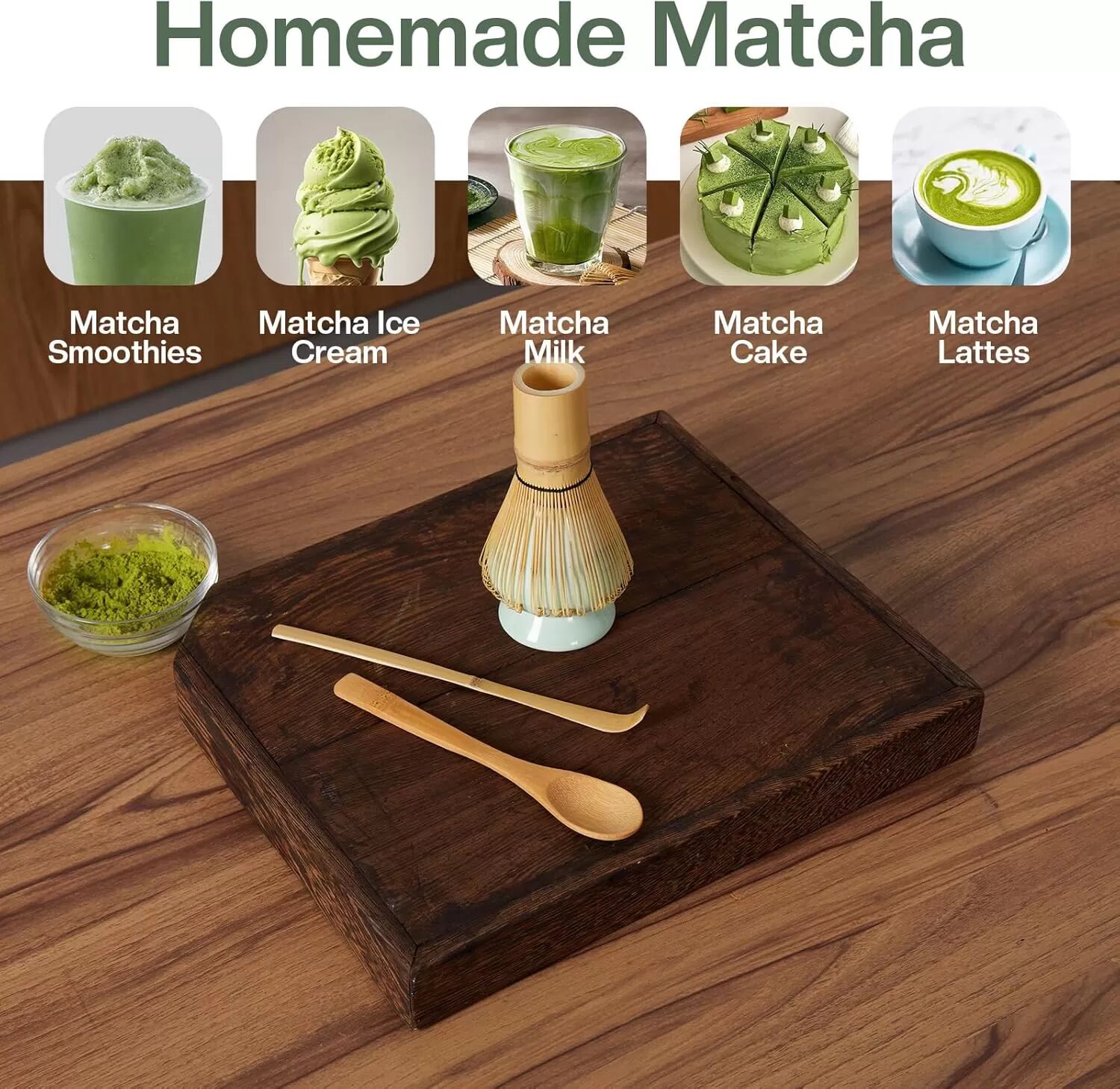 INF Matcha-Besen-Set CT Kleines Set 4-teilig Hellgrüne Keramik