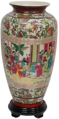 "Red Lantern 14"" Rose Medallion Porcelain Tung Chi Vase"