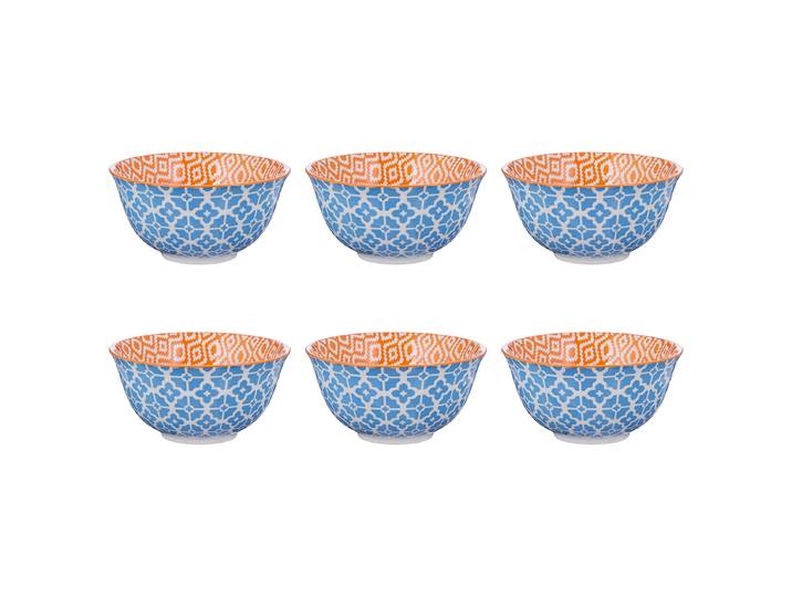 Schale 6er-Set Ø 14cm Blau/Orange/Weiß/Blau/Gelb