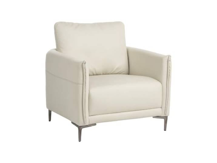 Beliani Sessel Stoff Hellbeige gepolstert mit schmalen Armlehnen Metallgestell modern Cilens