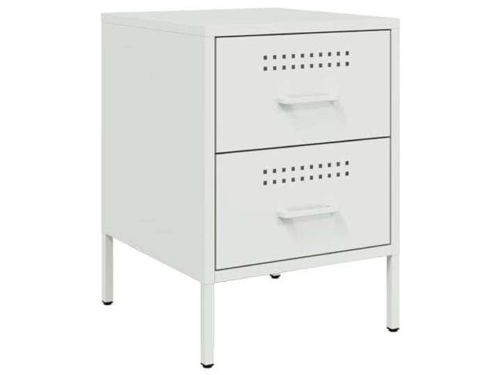 fsahslih Nachttisch Weiß aus Stahl 36x39x50,5 cm mit 2 Schubladen Kompakter Schubladenschrank im Industrie-Stil für Schlafzimmer und Wohnzimmer mit viel Stauraum auf kleinem Raum.