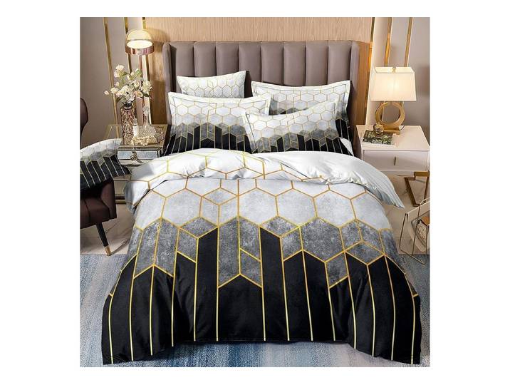 LuxusKollektion Jugendbettwäsche Bettwäsche 135x200 4tlg Geo Streifen Schwarz Weiß