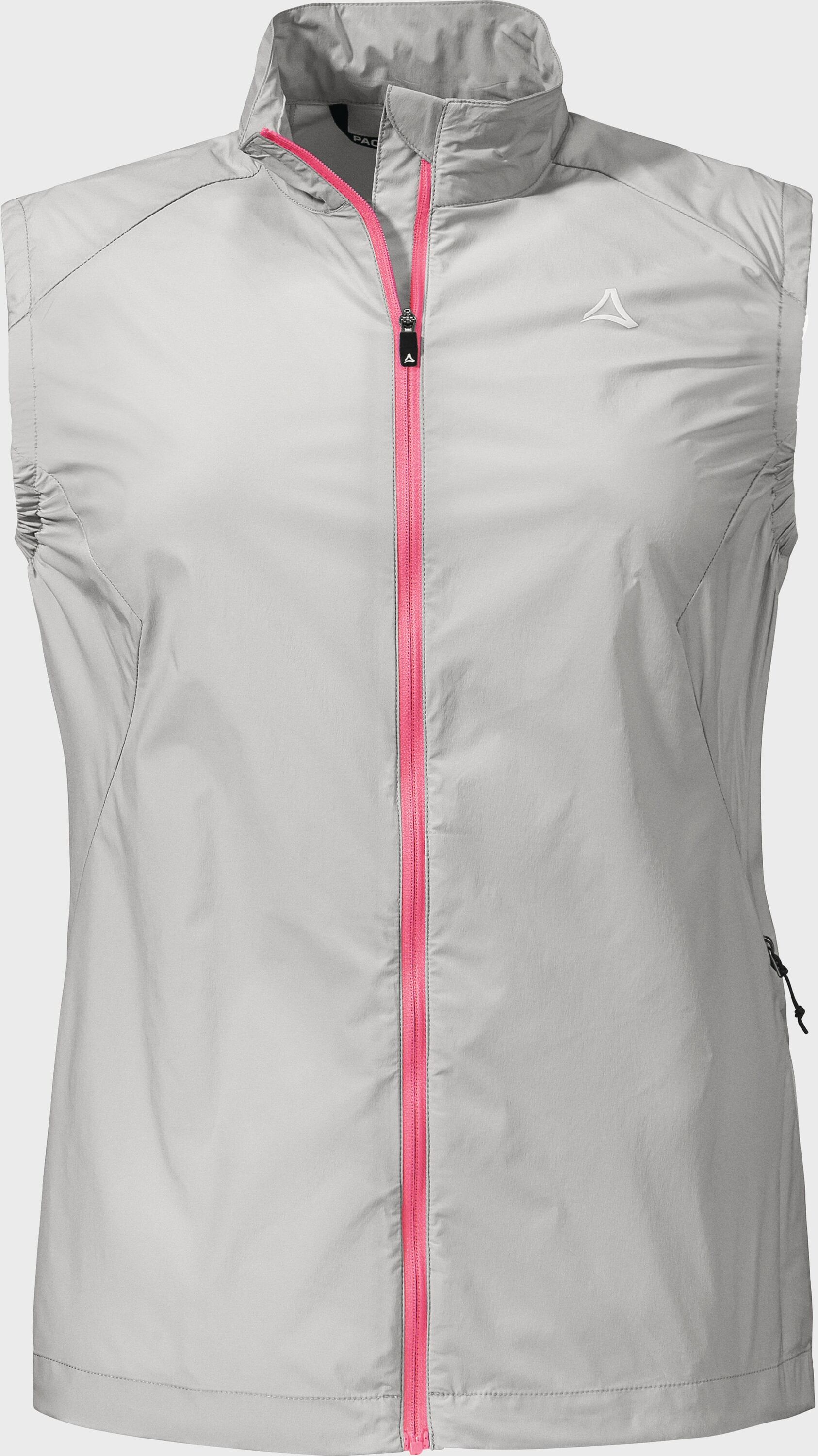 Funktionsweste SCHÖFFEL "Vest Val Bavona L", Damen, Gr. 38, grau (9180, grau), Oberstoff : 92% Nylon 8% Elasthan, ohne Ausschnitt, Westen Funktionsweste 9180, grau 38