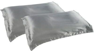 Inspired Living Luxury 100% Pure Mulberry Silk Pillowcases (2 Pack) Standard Size 19 X 29 Inches silver 2pcs