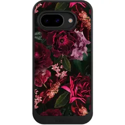 Nivocase Hülle für Google Pixel 9a Handyhülle NIVOcore Case Schwarz Blumen Blüte Rose (Google Pixel 9a), Smartphone Hülle, Schwarz