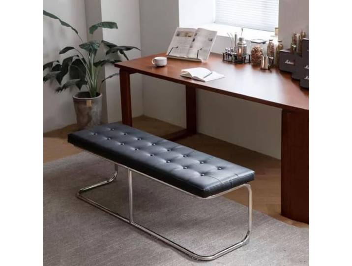 Retro-Metall-Bettbank, Fußstütze, Lounge-Hocker, Sofa, Nachttischbänke Mit rutschfesten Fußpolstern und Metallbeinen für Wohnzimmer, Flur, Ankleidezimmer, Laden(Black,31.5in/80cm)