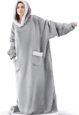 Inspire Curations Oversized Fleece Hoodie Wearable Blanket grey 150cm