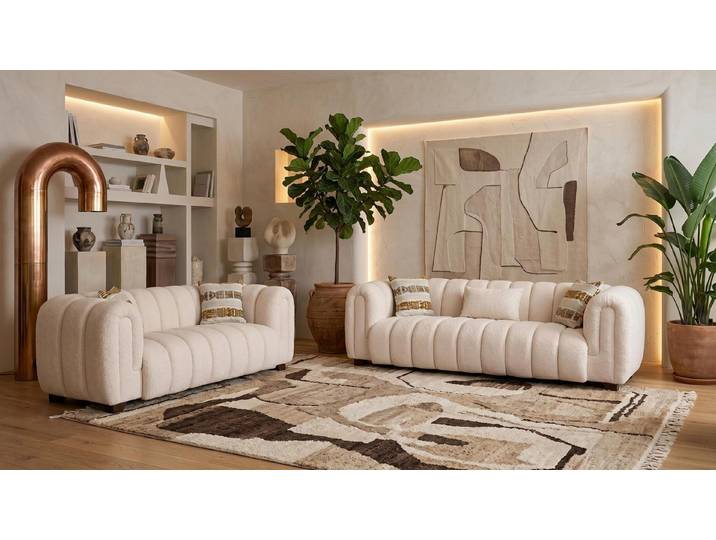 Xlmoebel Polstergarnitur Luxuriöses beiges Wohnzimmer-Set Sofas weiche Stoffsofas modern, (2-tlg., 3-2)