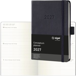 Sigel Taschenkalender C2713, Conceptum, Jahr 2027, 1 Woche auf 2 Seiten, Hardcover, A6