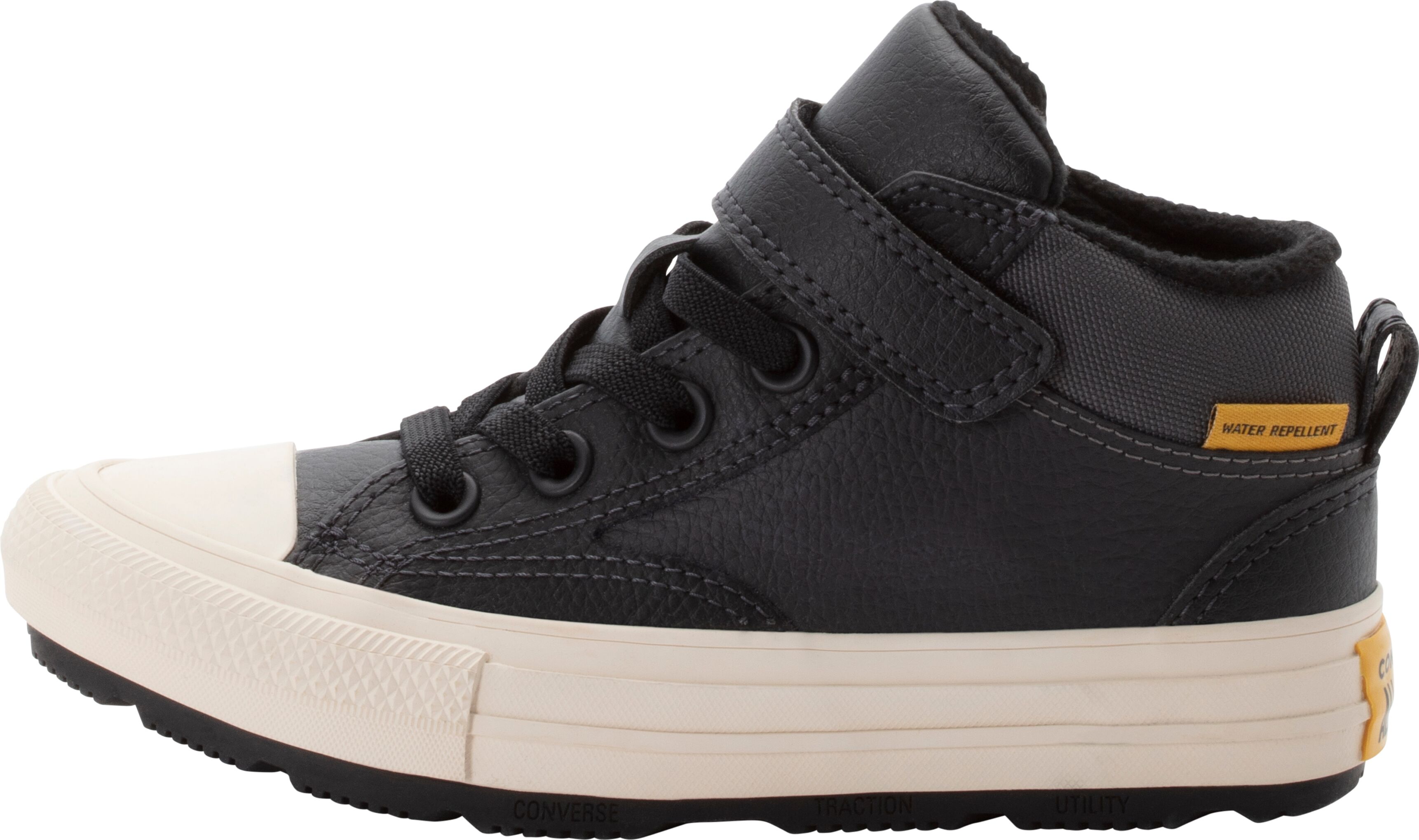 Sneaker CONVERSE "CHUCK TAYLOR ALL STAR MALDEN STREET", Jungen, Gr. 32, schwarz matter, total eclipse, Leder, Schuhe Sneaker schwarz matter, total eclipse 32