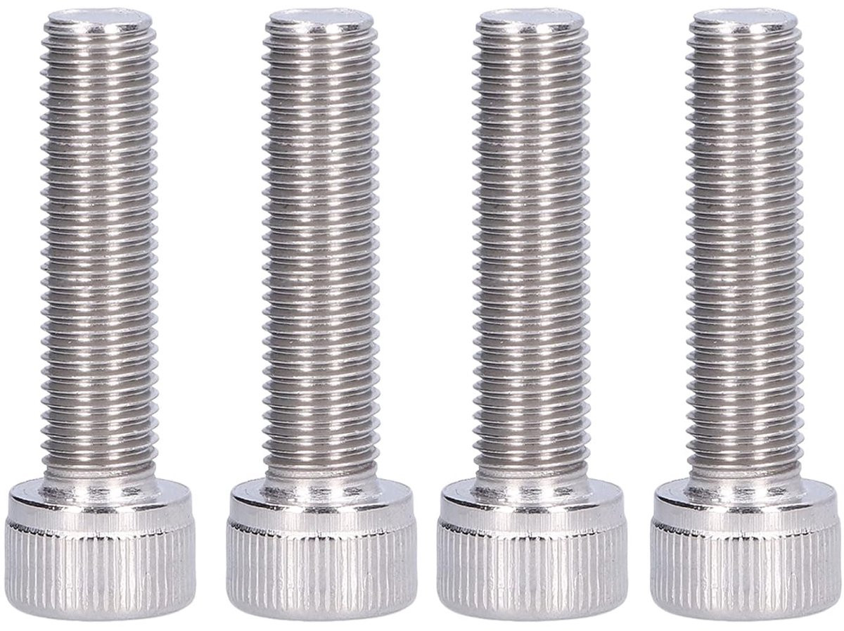 4 stuks Binnenzeskantschroeven M10 x 50, Roestvrij staal, Fijne schroefdraad, Glanzend