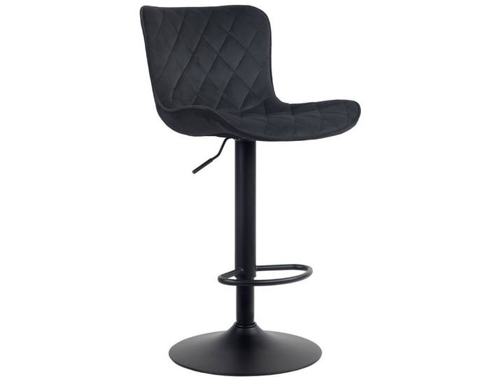 TPFLiving Barhocker höhenverstellbar (Barstuhl - Hocker für Küche - stabiles Drehgestell), Thekenstuhl mit bequemer Sitzfläche: Samt schwarz