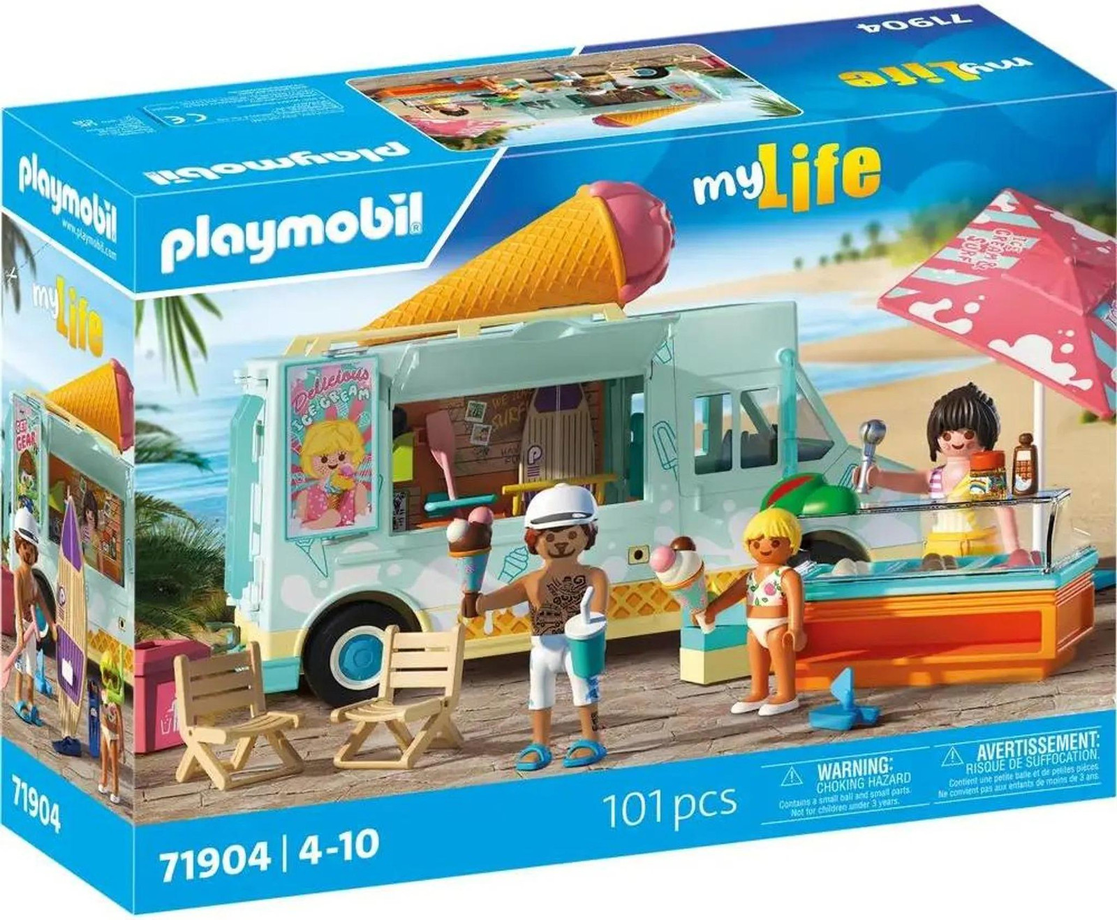 Playmobil 71904 My Life Beach Vacation Ice Cream Truck met 3 figure en 50s Retro Design, 101 stuks