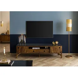 TV-Board Mango 180x45x50 braun geölt / dunkler Granit LOS ANGELES #103
