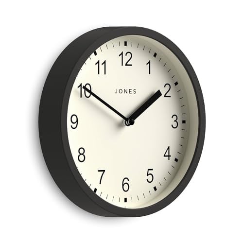 Jones Clocks Spin wandklok - Modern ronde analoge klok - Grijs - Diameter: 20 cm