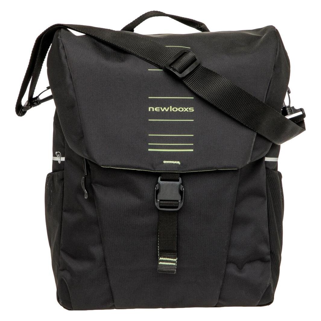 New Looxs Fahrrad-Gepäckträgertasche Vigo Single, schwarz-grün (20 l, Gepäckträgertasche) (539532)