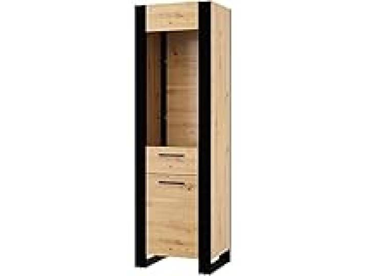 Vitrine Nuka E 188 cm avec étagères, côté de Meuble, vitrine, bibliothèque en chêne Noir de Haute qualité
