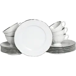 Kaffeeservice Maria Theresia Weiß/Platinfarben, 18-teilig