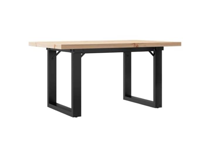 Tmriohed Couchtisch 80x50x40,5cm Kaffeetisch Massivholz Kiefer Stabiler Sofatisch fuers Wohnzimmer mit pulverbeschichtetem O-Metallgestell und naturbelassener Holzplatte.