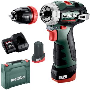 Metabo Akku-Bohrschrauber PowerMaxx BS BL Q, 12V / 2,0Ah, mit 2 Akkus, Ladegerät und Koffer