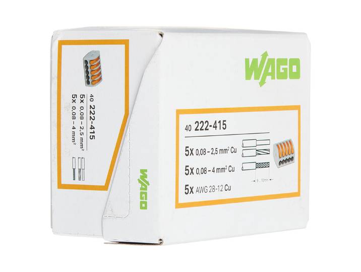 Wago Steckklemme Classic 5x 0.08-4mm2 mit Betätigungshebel 40 Stk.