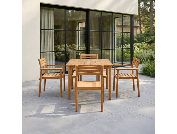 Ensemble table et chaises de jardin en bois de teck 4 personnes - Sento
