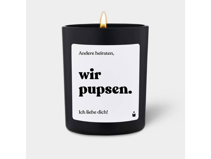 Duftkerze Schwarz Woody Andere heiraten, wir pupsen.