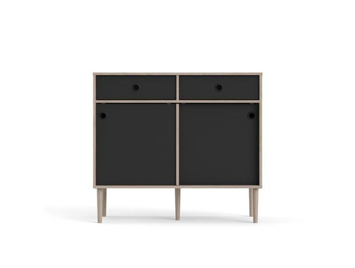 Penny Buffet 2 portes coulissantes et 2 tiroirs imitation chêne Hickory noir mat.